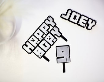 Gamer Birthday Cake Topper Set: Custom Name & Age