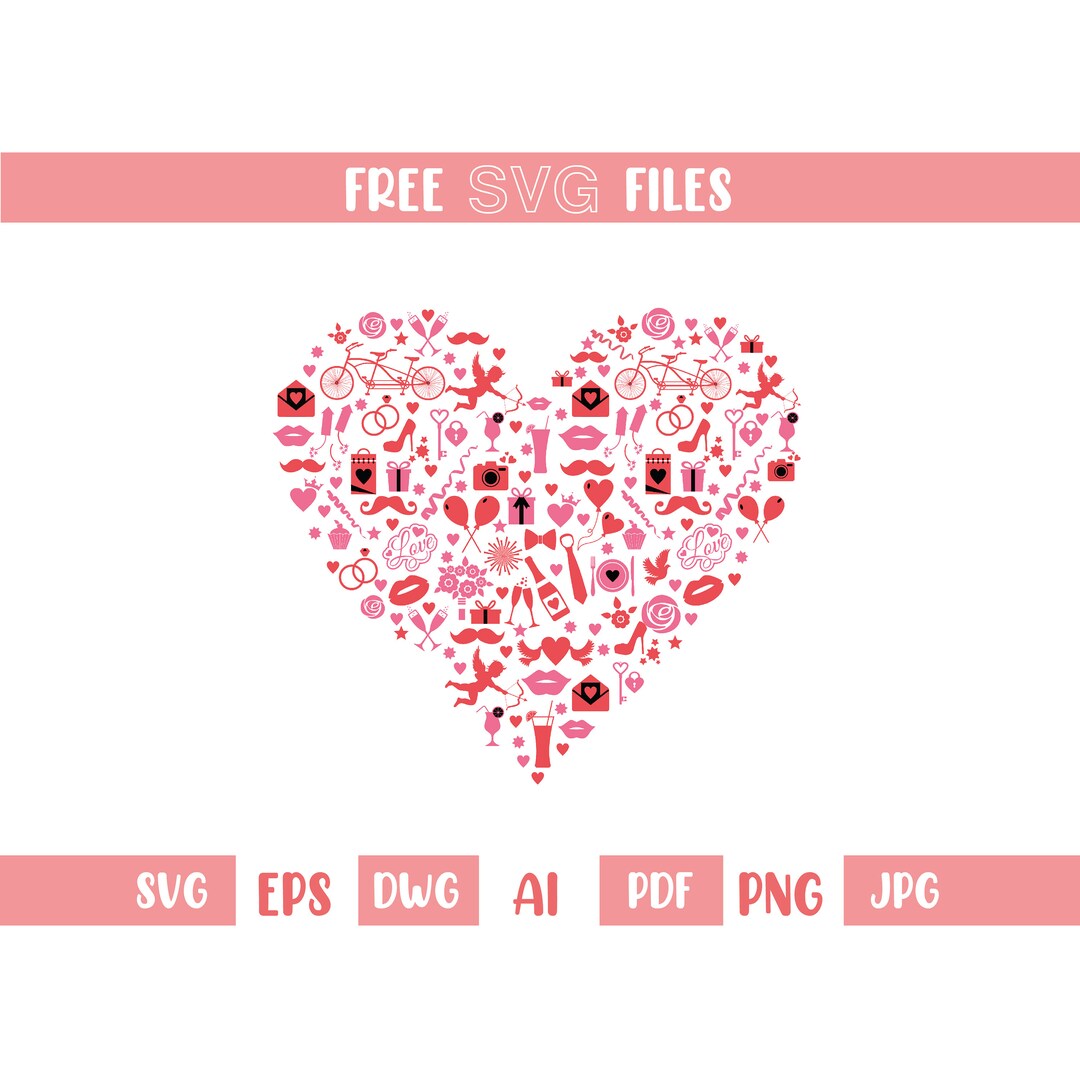 Love Heart Cut File - Retro Valentines SVG - Instant Digital Download ...