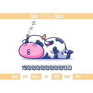 Moody SVG, Cow SVG, Sleepy Cow SVG, Download digitale istantaneo - file in formato SVG, dwg, png, pdf, jpeg, ai ed eps inclusi!