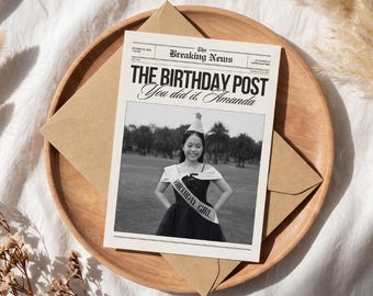 Editable Birthday Newspaper Template, Canva Birthday Newspaper Invitation, Personalized Birthday Program, Funny Birthday Photo Prop Keepsake