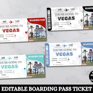 INSTANT EDITABLE Boleto de recuerdo personalizado de la tarjeta de embarque de Las Vegas para regalar / Editar e imprimir / Revelación sorpresa de plantilla imprimible