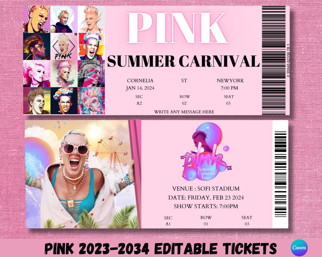 Surprise Pink Concert Tickets. Summer Carnival Tour 2023 /2024 Ticket