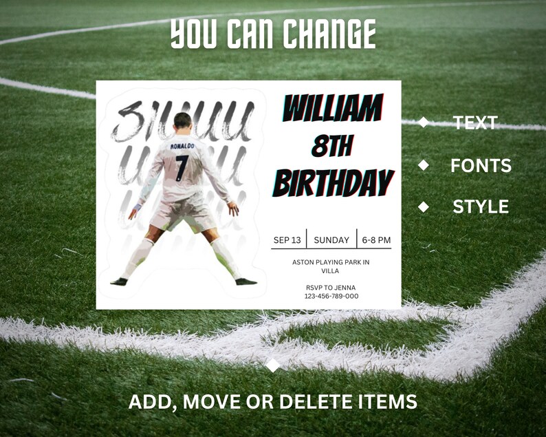 Editable Soccer Birthday Invitation Digital Soccer Party Etsy UK