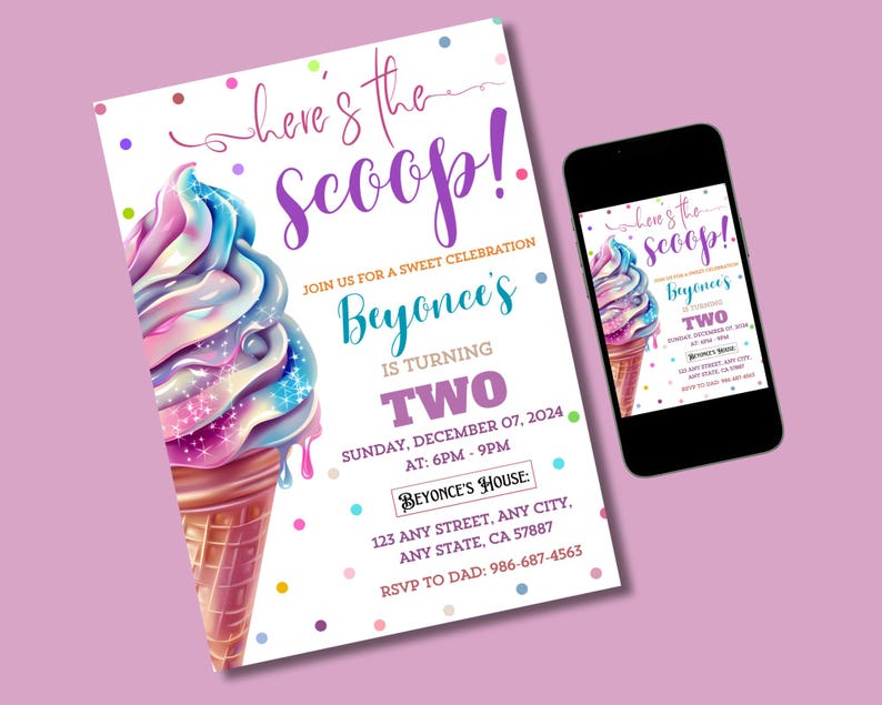 Ice Cream Birthday Invitation Ice Cream Social Party Here's the Scoop ...