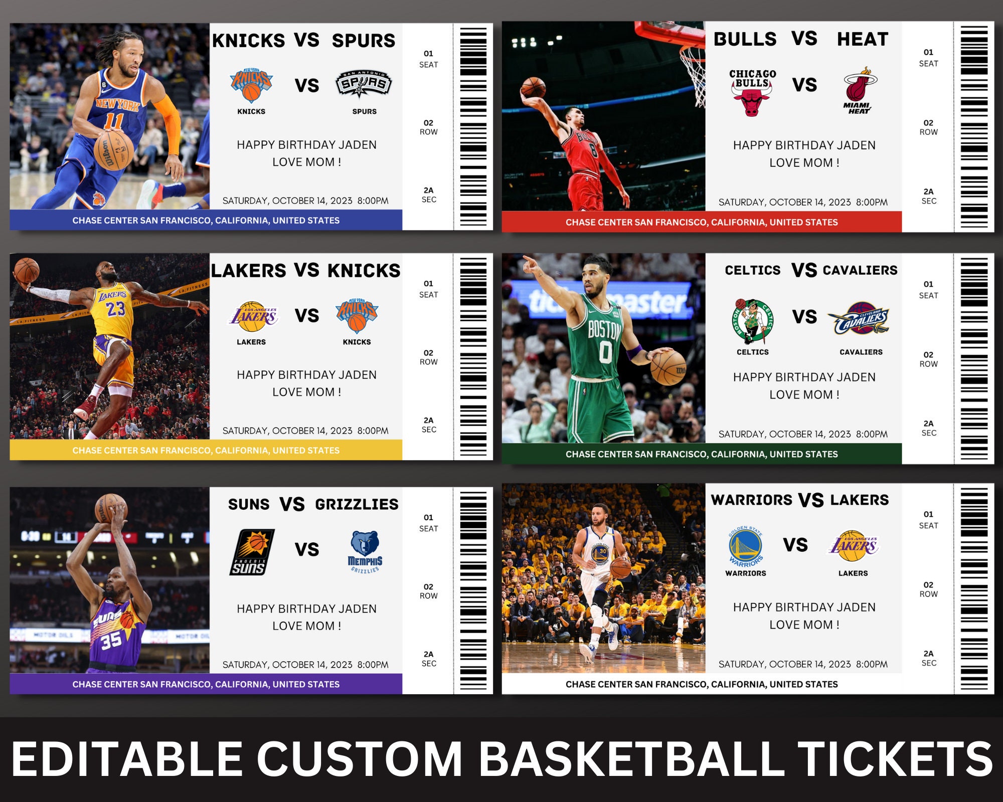 Custom NBA Basketball Ticket - Peach Twists