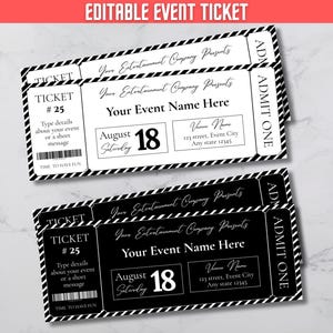 Event Ticket Vorlage, Event Ticket bearbeitbar, Event Ticket druckbar, DIY Event Ticket, Geschenk für ihn, Musical, Theatershow, bearbeitbares Event