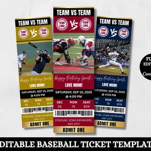 Bearbeitbare Baseballticketvorlage, benutzerdefinierte gefälschte Baseballticketvorlage, druckbare Sportticket, Ereignisticketvorlage, Baseballspielticket