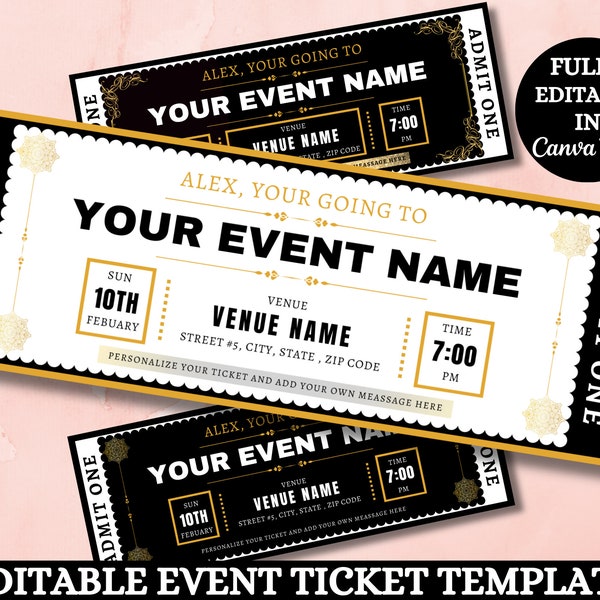 Event Ticket Template, EDITABLE DIY Event Printable, Surprise Getaway Invitation, Christmas, Gift for him, Musical Theatre Show Concert