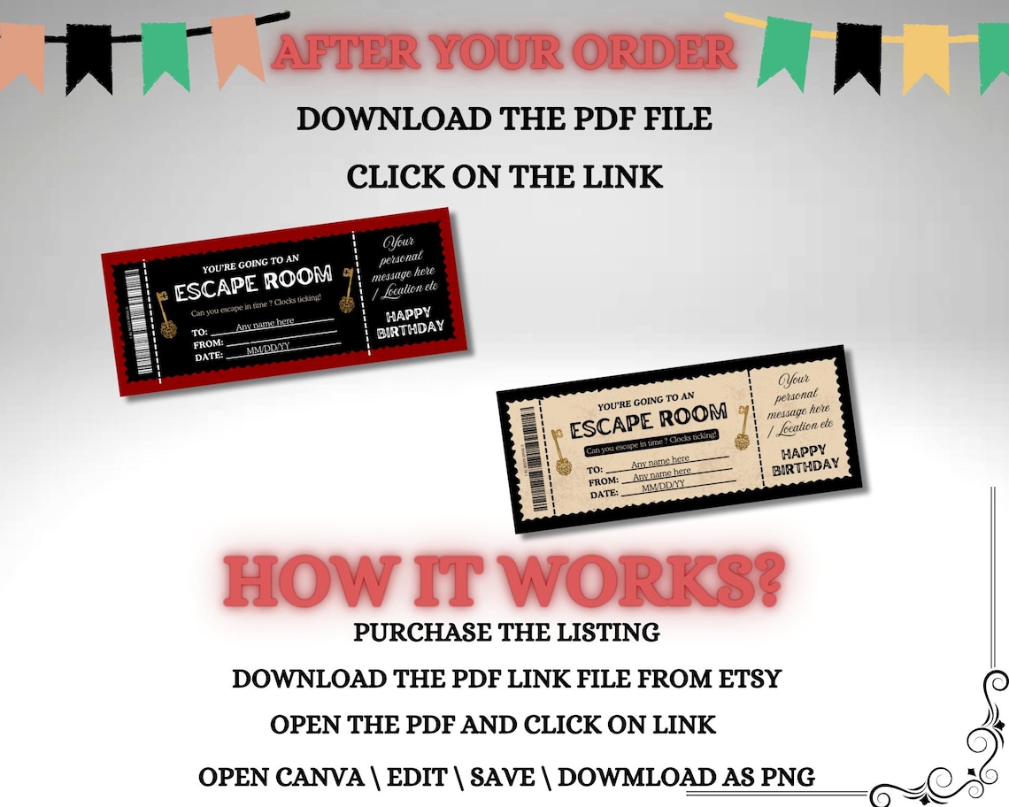 Escape Room Discount Code Editable Escape Room Last Minute Printable Gift Voucher for Instant ...