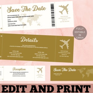 Destination Wedding Invitation, Boarding Pass Invitation, Printable Passport Wedding Invitation, Travel Theme Wedding, Travel Wedding Bundle