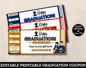 Printable Graduation Coupon. Graduation Gifts. Editable Coupons. College Graduation Gift. High School Graduation Gift. Editable Ticket. Grad