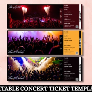 Konzertkarten-Vorlage | Bearbeitbares Konzertkartengeschenk | Individuelles Event Ticket Stub | Überraschungskarte Stub | Personalisierte Konzerteinladung
