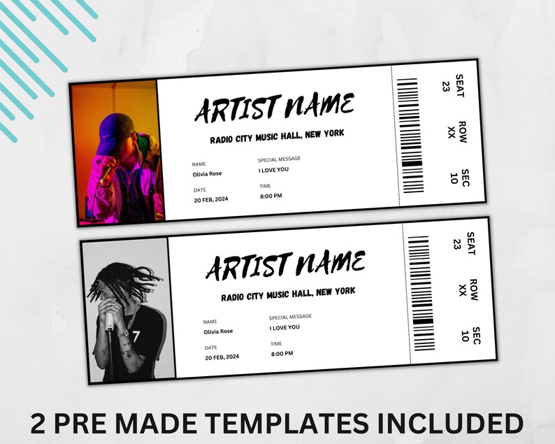 Editable Concert Ticket Template DIY Event Ticket Custom Etsy Editable Concert Ticket Template DIY Event Ticket Custom Etsy
