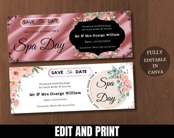 Spa Day Gift Coupon | INSTANT DOWNLOAD, editable text | Printable Voucher | Last Minute Gift | Personalized Certificate | Gift Voucher