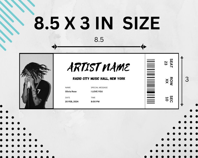 Editable Concert Ticket Template DIY Event Ticket Custom Etsy Editable Concert Ticket Template DIY Event Ticket Custom Etsy