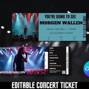 Bearbeitbare Konzertkartenvorlage | Individuelle Konzertkarte | Druckbare Konzert-Karte | Geschenkidee | DIY Event Ticket | Canva Vorlage