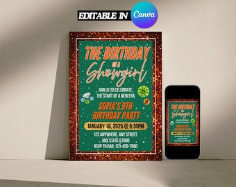 The Birthday of a Showgirl | Birthday Party Invitation Template | Instant Download | Showgirl Era Invite | My Birthday Era Invitation