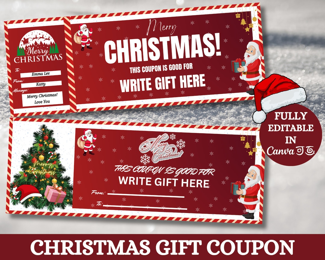 Christmas Coupon Template I Editable Canva Template, Printable ...