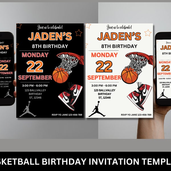 Basketball Birthday Invitation Template Printable, Basketball Birthday Invitation Editable, Editable Basketball invitation