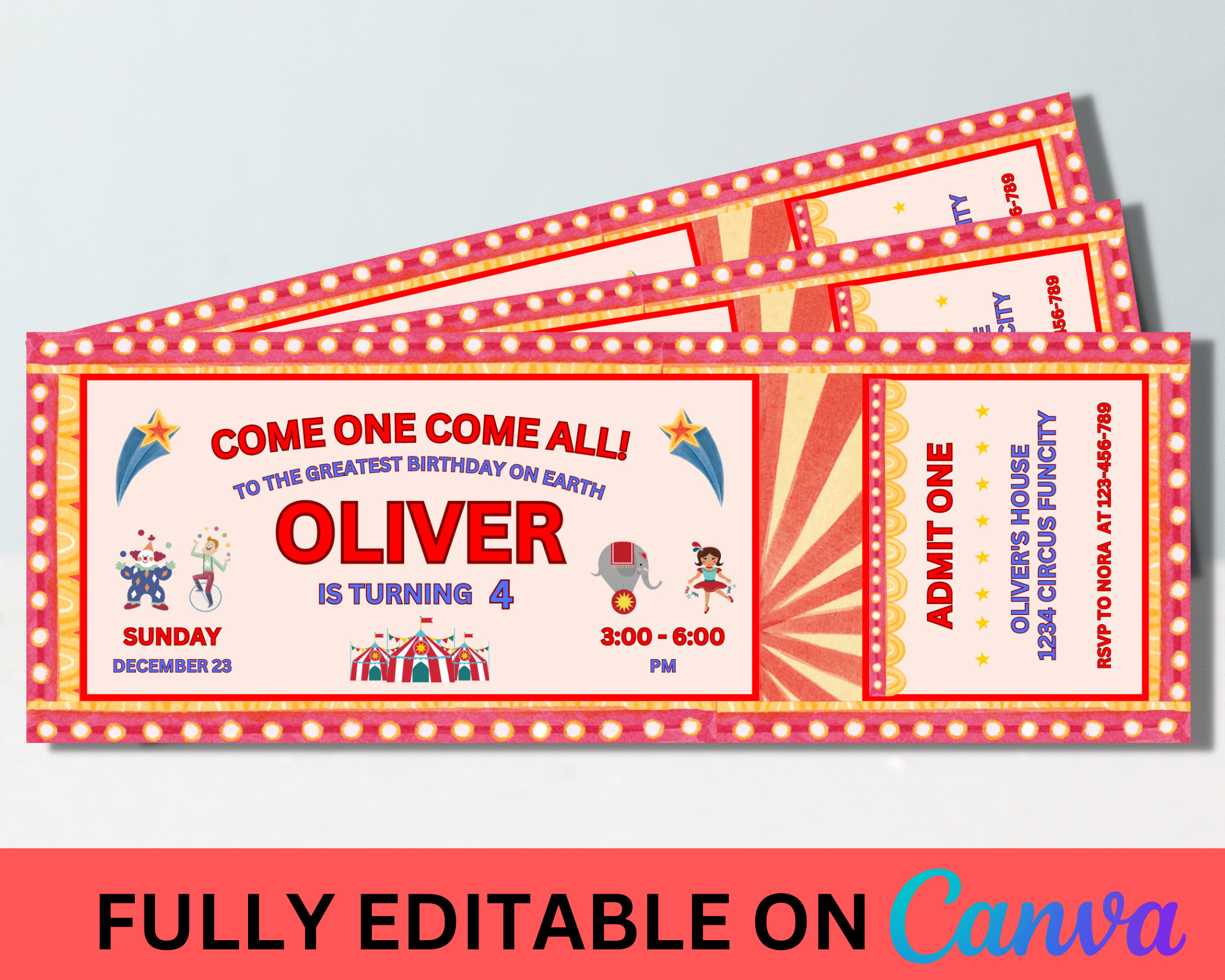 Carnival Ticket Birthday Invitation, Circus Ticket Invitation, Carnival  Invitation, Carnival Thank You Tag, Editable Template - Etsy, image size:2000x1600