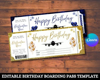 Birthday Boarding Pass Template, Surprise Trip Ticket, Surprise Vacation Ticket,Vacation Airplane Ticket, Birthday Airplane Ticket Printable