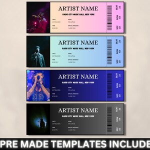 Editable Concert Ticket Template, DIY Event Ticket, Custom Concert ...