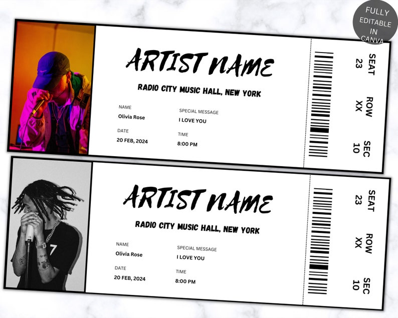 Editable Concert Ticket Template DIY Event Ticket Custom - Etsy