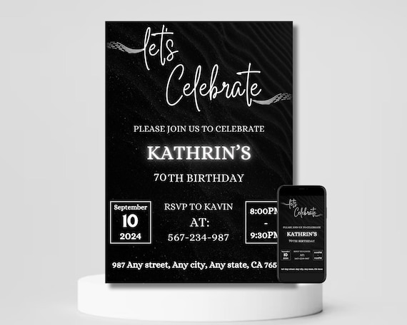 Let's Celebrate Invitation Template, Editable Surprise Birthday