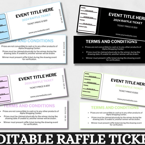 Editable Raffle Ticket, Event Raffle Ticket, Customizable Raffle Ticket, Surprise Raffle, Company Raffle Ticket, Canva Editable Template