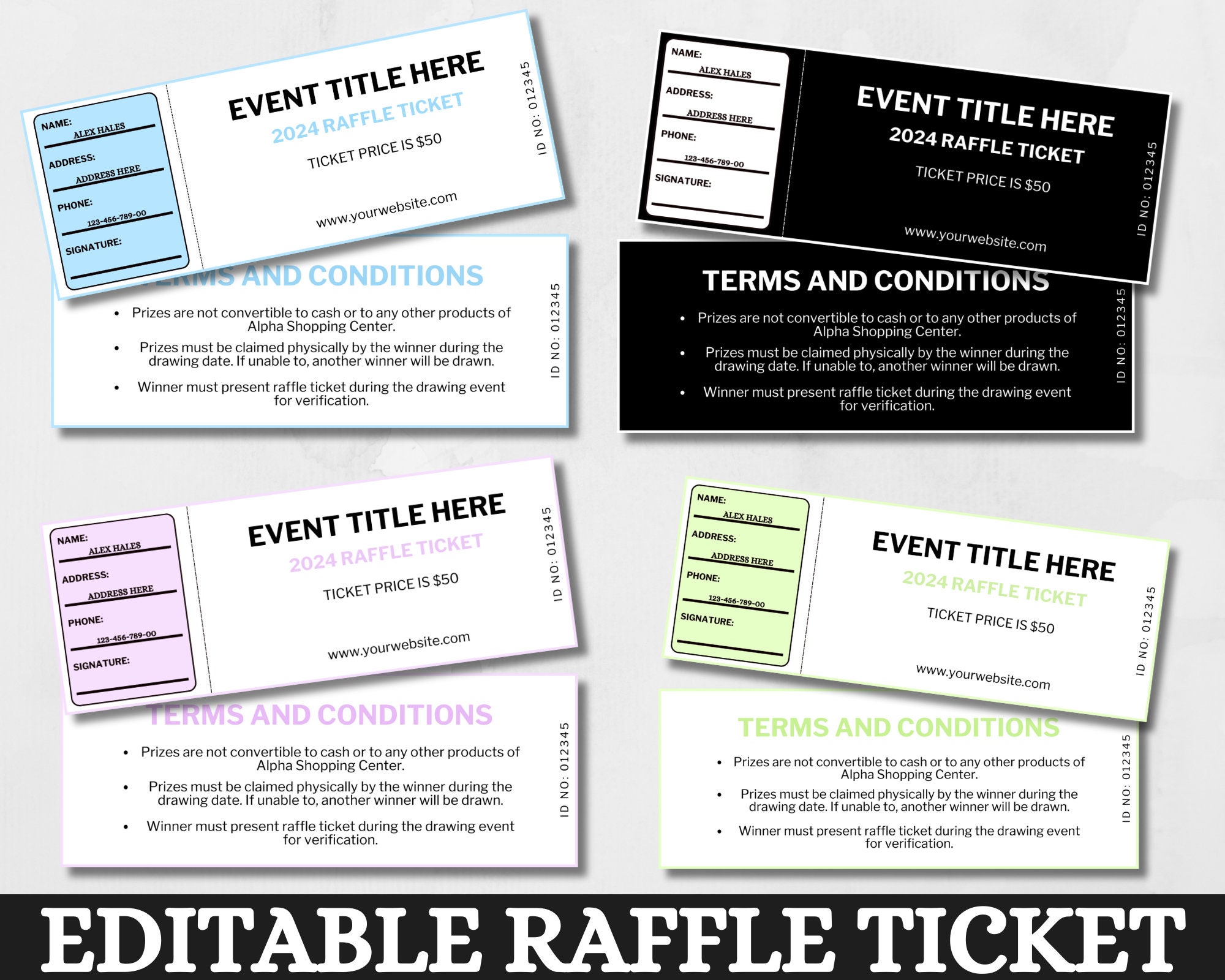 Suprise Raffles Editable Raffle Ticket, Event Raffle Ticket, Customizable Raffle Ticket ...