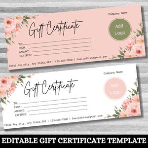Modello di buono regalo modificabile, buono regalo stampabile, buono regalo modificabile, carta regalo stampabile, forniture per piccole imprese
