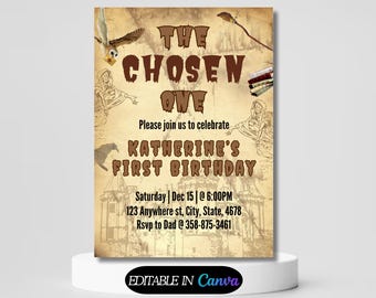 The Chosen One Birthday Invitation Wizard Invitation Wizard Birthday Invitation Wizard And Witches 1st Birthday Invite Editable Wizarding