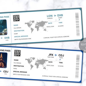 Editable Boarding Pass Template, Airline Ticket Canva, Printable Airplane Tickets, Custom Boarding Pass Canva Template, Boarding Pass