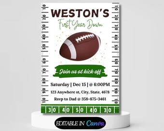Football Invitation, Football Birthday Invitation Printable, Sports Party Invite, Football Game, Editable in Canva