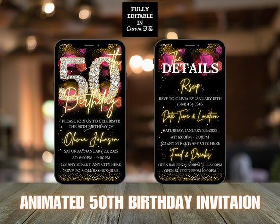 Digital 50th Birthday Invitation For Men, 50 Invite Ecard, Self Editable Template, Virtual Rustic Marquee BBQ Fifty Party Invite For Him