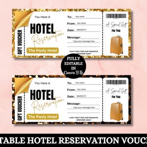 Bono de Reserva de Hotel. Ticket Regalo Reserva de Hotel Sorpresa. Certificado de regalo de reserva de hotel. Bono De Hotel Para Navidad.