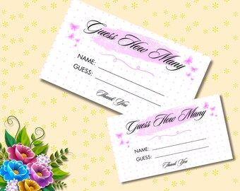 Guessing Game Cards - Guess How Many Game Cards - Printable Guess Cards - Bridal Shower Guessing Game - Guess How Many Game Card Download