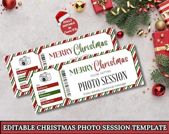 Christmas Photo Session Gift Ticket, Photo Shoot Voucher Template, Photography Certificate Ticket, Printable Christmas Gift, Baby Photos