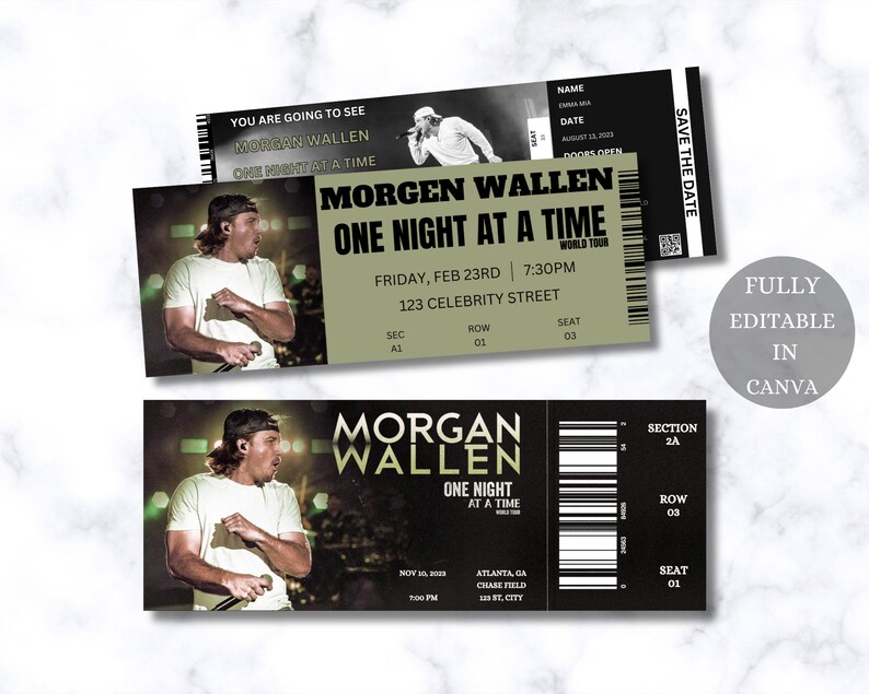 Editable Wallen Concert Ticket Template Concert Etsy