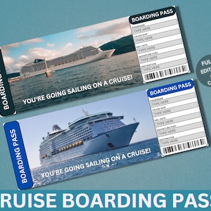 Cruise Boarding Pass Canva Editable Template, Cruise Surprise Vacation Gift Tickets, Vacation Trip, Travel Ticket Template