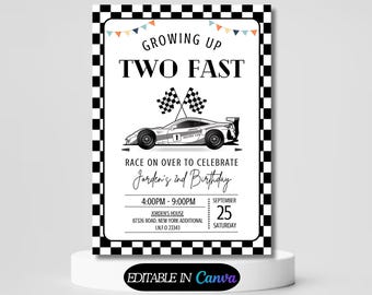 TWO Fast Birthday Invitation Race Car Birthday Two Fast Birthday Invite Race Car Birthday Editable Digital Download Invitation TWO FAST Race