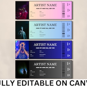 Bearbeitbare Konzertticket Vorlage, DIY Event Ticket, benutzerdefiniertes Konzertticket Geschenk, Überraschung druckbare Konzerttickets Geschenkidee, Canva Template