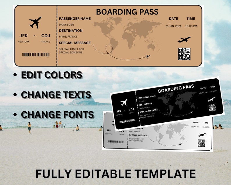 Editable Boarding Pass Template - Il 794xN.5160113433 Rv47 