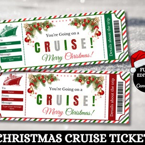 Weihnachtskreuzfahrtticket, Weihnachtskreuzfahrt-Bordkarte, Kreuzfahrt-Bordkartevorlage, Kreuzfahrtticket, Weihnachtsbordkarte