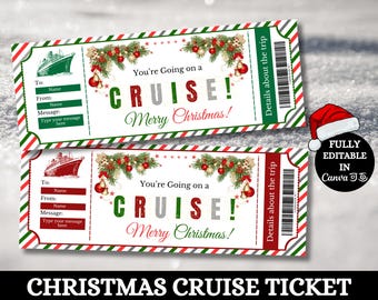Christmas cruise ticket, Christmas Cruise Boarding Pass, Cruise Boarding Pass Template, Cruise Ticket, Christmas Boarding Pass