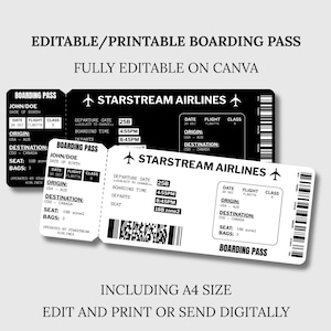 Printable Boarding Pass Gift | Airline Ticket | Surprise Gift | Vacation Surprise Gift | Editable Boarding Pass | Travel Memory Gift