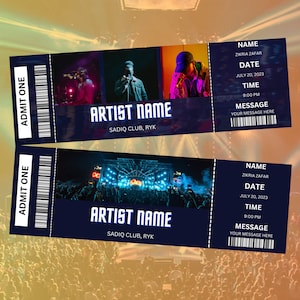 Editable Concert Ticket Template, DIY Event Ticket, Custom Concert Ticket Gift, Surprise Printable Concert Tickets Gift Idea, Canva Template