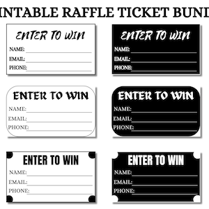 Billets de tombola imprimables, Participez pour gagner des billets, Modèle de billet de tombola imprimable Participez pour gagner, Billet de tombola minimaliste, Billet de tombola simple