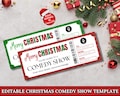 Printable Christmas Comedy Show Surprise Reveal Ticket, Stand-Up Comedian Gift Voucher, Editable Event Ticket Template, Comic Ticket Gift