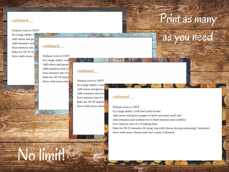 Rustic Recipe Pages Editable Recipe Card Template, Rustic Recipe Card, Digital Recipe Card ...